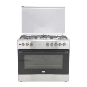 Mika MST90PU42HI/HC 4 Gas + 2 E Cooker, Silver 90cm”60cm