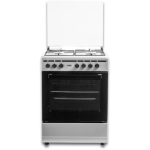 Von Cooker 3 Gas + 1Hotplate Electric oven with Fan And Gas Sensor VCF653151FSY Thick Enamel Inox Grey
