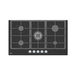 Haier 5-Burner Built-In Cooker HOB-790B – Premium 90cm Black Glass Gas Hob