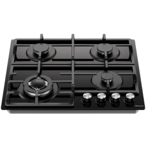 Hisense HHU60GAGB Built In Hob 4 Gas, 60CM – Black Glass