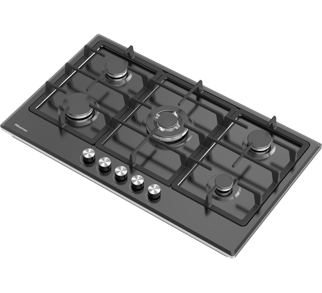 Hisense HGH951BS01 Built In Hob 5 Gas, 90CM – Black, Stainless Steel