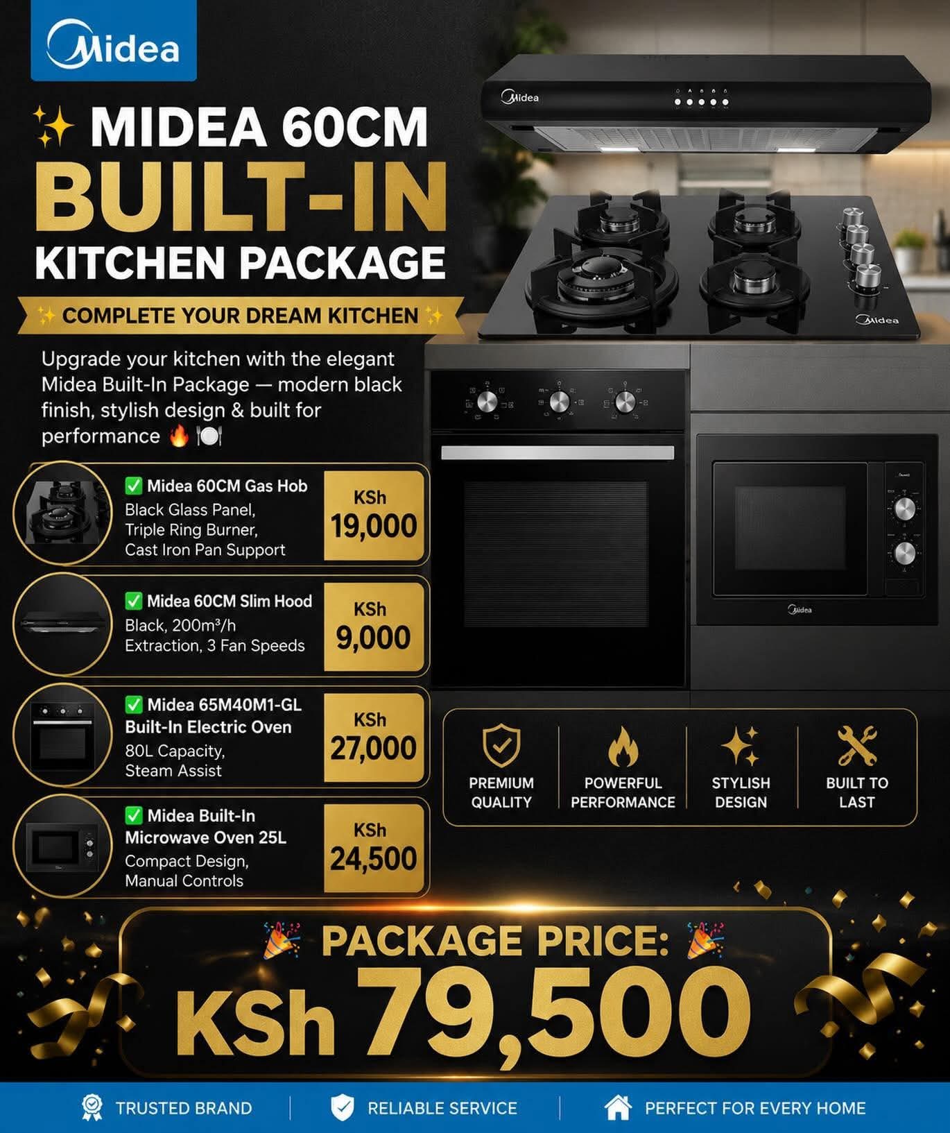 MIDEA 60CM BUILT-IN KITCHEN PACKAGE COMPLETE YOUR DREAM KITCHEN