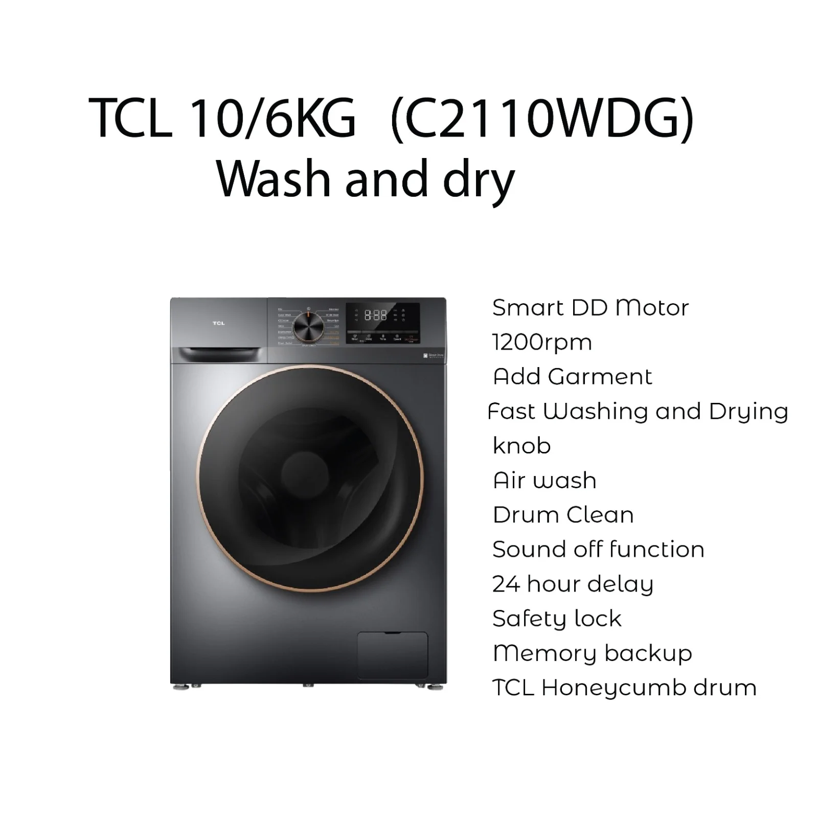 TCL C2110WDG 10KG/6KG Washer & Dryer Smart DD Motor